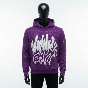 ผู้ผลิตเสื้อฮู้ดดี้โอเวอร์ไซส์ผ้าฝ้ายหนานุ่มแบบกำหนดเอง ประดับด้วยคริสตัล แต่งลายขาดๆ พร้อมงานปักคุณภาพสูง สไตล์สตรีทแวร์ - Product Image 1