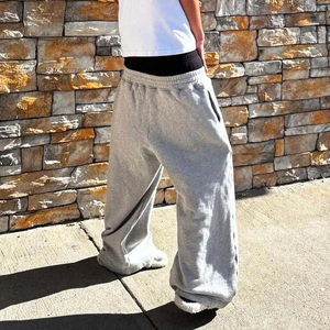Pantalon Street Guard Y2K taille haute, imprimé et brodé, effet usé, coupe large décontractée, devant plat, 100% Coton, Printemps-Été - Product Image 6