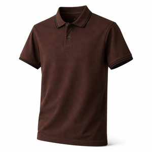 Polo en piqué de coton de haute qualité avec bordures décoratives, personnalisation de marque, fournisseur OEM ODM, polo homme en vente - Product Image 1