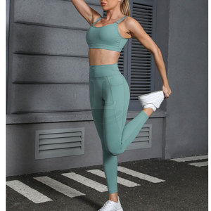 Conjunto de Yoga para Mujer de Alta Calidad, Diseño Sólido, Cintura Elástica, Logotipo Frontal, 2 Piezas, Transpirable, Diseño Único, Superventas - Product Image 6
