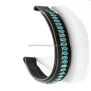 Suministro personalizado al por mayor, banda para la frente ecuestre, canal vacío con incrustaciones de lujo, cadena de cristales turquesa, banda para la frente recta - Product Image 3