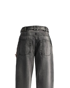 Jeans baggy pour hommes personnalisés de haute qualité motif solide pantalon Vintage mi décontracté tricoté tissage Denim Anti-rides écologique - Product Image 4