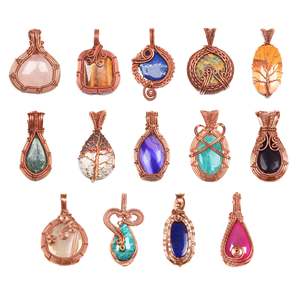 Wholesale Best Quality Natural Stone Copper Wire Wrap Pendant Carved Crystal Gemstone <b>Necklace</b> At Factory Price - Product Image 3