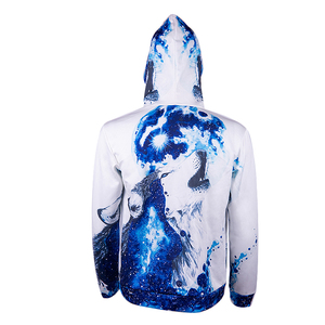 Sudadera con Capucha para Hombre, Estampado Personalizado, Azul y Blanco, Sublimación, Poliéster, Casual, Otoño, Corte Regular, con Bolsillo Delantero - Product Image 3