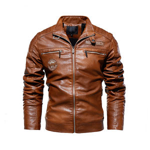 Chaqueta De cuero 2023 para Hombre, chaqueta De invierno De lana para motocicleta, chaqueta De piel sintética, cortavientos con cuello De piel extraíble, ropa De Hombre, abrigo ajustado- - Product Image 1