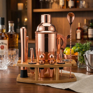 Copper Plated <b>Bar</b> <b>Tool</b> Set for Craft Beverage Making Cocktail Mixing Home Hosting and Drink Service Convenience - Product Image 1