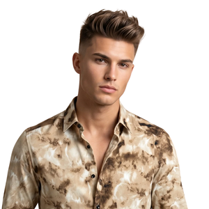 Beige Brown Mens Long Sleeve <b>Shirt</b> Button Front Modern Slim Fit Casual Eco-Friendly Quick Dry Breathable <b>Party</b> Holiday Smart - Product Image 3