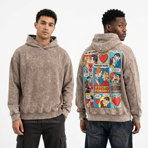 Sudadera con Capucha Rosa Brillante Personalizada con Lavado Ácido para Hombre, Diseño Gráfico de Graffiti Love, Estilo Urbano Oversize con Salpicaduras de Pintura, Forro Polar - Product Image 3