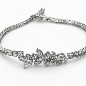 สร้อยข้อมือเพชรเม็ดมาร์คีส์, เพียร์ และทรงกลม ขนาด 3.07 กะรัต ที่งดงาม ผลิตจากเพชรที่เพาะเลี้ยงในห้องปฏิบัติการ ตัวเรือนแพลตตินั่ม PT950 สำหรับผู้หญิง - Product Image 1