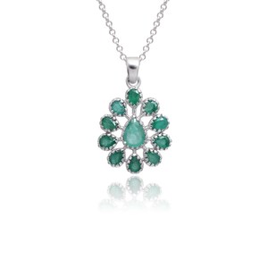 Pendentif de mode en argent sterling 925 plaqué or 14 carats avec pierre précieuse émeraude, fait main, pierre de naissance de mai, certifié IGI, bijou élégant, cadeau - Product Image 2