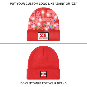 Premium Acrylic Knit Beanie <b>Cap</b> 300 GSM Red Warm Ribbed Cuff Custom Woven Logo Patch <b>Winter</b> Hat <b>for</b> <b>Men</b> Adults - Product Image 1