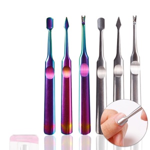 6 Types Pusher Dead Skin Fork Stainless Steel <b>Nail</b> Pusher Rainbow Colorful Titanium <b>Nail</b> Cuticle Pusher - Product Image 1