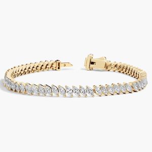 Pulsera de tenis de lujo para mujer con 6 diamantes de laboratorio de corte marquesa de 6 quilates en oro amarillo - Product Image 4