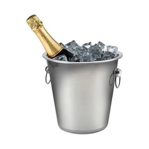 Seau à glace en métal au design élégant, finition argentée, refroidisseur à vin pour la maison, l'hôtel, les bars, avec poignée en anneau - Product Image 6