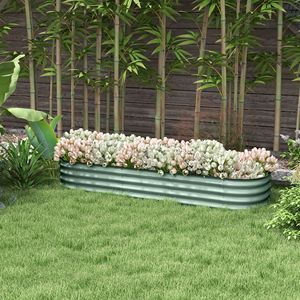 6.4 X 2 X 1 Galvanized Metal Raised Garden Bed Kit Green <b>Planter</b> <b>Box</b> with Safety Edging for Flowers & Plants - Product Image 2