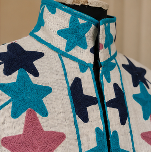 Premium 100% Cotton Suzani <b>Jacket</b> for Women Handmade Colorful <b>Star</b> Embroidery Bohemian Designer Coat Wholesale Supplier - Product Image 4