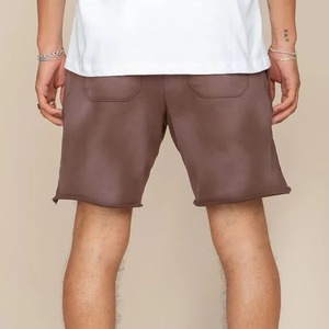 Encuentra pantalones cortos de chándal de algodón 100% para hombre con bolsillos, diseño liso, de felpa, para gimnasio, uso casual, descanso y entrenamiento. - Product Image 6