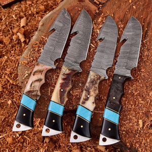 Couteau de chasse Bowie de survie personnalisé fait main en acier Damas à lame coupée à la main, lame de 5 pouces, manche en corne de bélier, ambidextre, pour mariage - Product Image 2