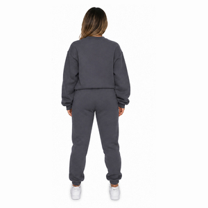Conjunto Deportivo Informal de 2 Piezas para Mujer, Sudadera Holgada y Pantalones Deportivos, Estilo Brooklyn, Color Gris - Product Image 3