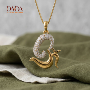 Collier pendentif Om en diamant, bijoux en or jaune, collier personnalisé pour un usage quotidien - Product Image 4