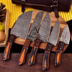 High Quality Handmade Light Weight Damascus Chef <b>Knives</b> <b>Set</b> Damascus Steel Blades Wood Handles 67-Layer Construction Hot Sale - Product Image 3