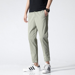 Pantalon Capri décontracté d'été pour homme, taille élastique, léger, en coton, coupe mi-taille - Product Image 2