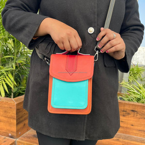 Petit sac à bandoulière en cuir recyclé pour téléphone portable pour femmes Sacs à bandoulière en cuir coloré Sac de poche pour téléphone portable de haute qualité Sac à main - Product Image 3