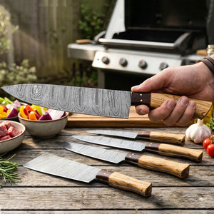 Multi Piece Damascus Steel Kitchen Knife Set Professional Kitchen <b>Tools</b> For Home And Restaurant Cooking - Product Image 5