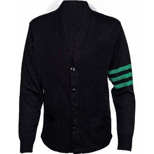 Cárdigan de Punto para Mujer, Manga Larga, Cuello en V, Estilo Preppy, Parches Negros, Rosas y Verdes, Cierre de Botones en Contraste de Color, Totalmente Personalizado - Product Image 5