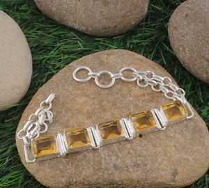 Wholesale Luxury 925 Sterling <b>Silver</b> Gold Plated Jade Gemstone <b>Beaded</b> Bracelet Octagon Cut Emerald Cut Adjustable Chain Tennis - Product Image 4