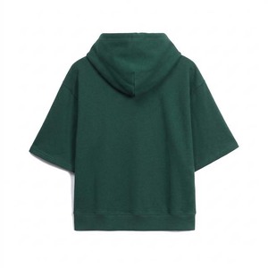 Sudadera con Capucha Oversize para Hombre, Manga Corta, Verde Sólido, con Cordón Ajustable, Estilo Casual - Product Image 2