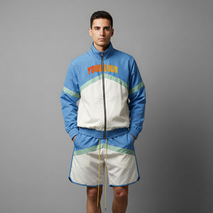 Nueva Colección 2026, Conjunto de Dos Piezas para Hombre, Chaqueta Corta 100% Algodón, Ropa de Verano, Diseño Color Block, Transpirable, Estilo Urbano, Estampado - Product Image 4