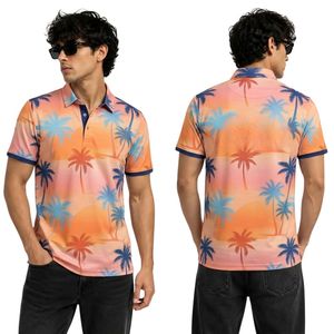 Camisa Polo de Golf con Degradado Minimalista Azul Cielo Blanco, Elástica, Suave, Resistente a las Arrugas, para Oficina, Casual, Uso Diario, para Hombre - Product Image 4