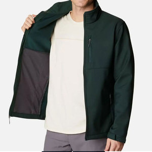Chaqueta de Forro Polar Verde Oscuro para Hombre, Cuello Alto, Cierre de Cremallera, Resistente al Viento, Informal, para Otoño, Corte Regular, Material de Poliéster - Product Image 4