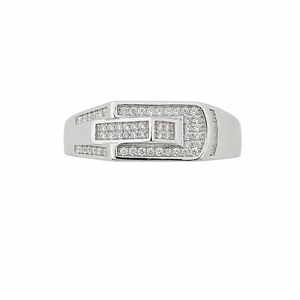 925 Sterling Silver <b>Mens</b> Diamond Pave Geometric Pattern <b>Ring</b> Modern Minimalist Design High Polish Finish Wedding Party Daily Wea - Product Image 2