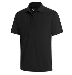 Polo noir pour homme en gros, imprimé numérique respirant, coupe ajustée, manches courtes, mode affaires, anti-boulochage, tricoté - Product Image 1