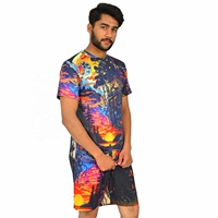 Ensemble T-shirt et short graphique ample Blaze Fight Wear pour homme, grande taille, personnalisé, respirant, style streetwear hip-hop, 100 % polyester, séchage rapide