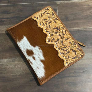 Carpeta exclusiva de cuero genuino con cremallera, Cartera de cuero de vaca, cuaderno de mesa de tiempo, papel de tamaño A4 con múltiples funciones con ranura para tarjeta - Product Image 2