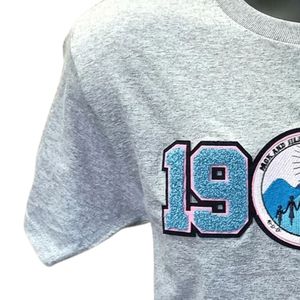 แจ็คแอนด์จิล 1938 เสื้อยืดเชนิลล์สำหรับผู้ชายแขนสั้นคอกลมผ้าฝ้ายเสื้อยืดเชนิลล์แพทช์ดีไซน์สบายๆสบายๆสไตล์วินเทจ - Product Image 3