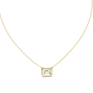 Collier en or massif 14 carats avec diamant de laboratoire taille émeraude, serti clos, 0,50-3,00 carats, DEF VVS, certifié IGI, pendentif de mariée ODM - Product Image 5
