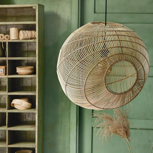 Lámpara Colgante Esférica Minimalista Hecha a Mano con Ratán Natural Ecológico para Decoración de Interiores Japonesa y Moderna - Product Image 6