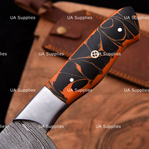 Cuchillo de Chef de Acero de Damasco Hecho a Mano Personalizado con Mango de Madera de Palisandro y Funda de Cuero, OEM Personalizable, Directo de Fábrica, Ergonómico - Product Image 3