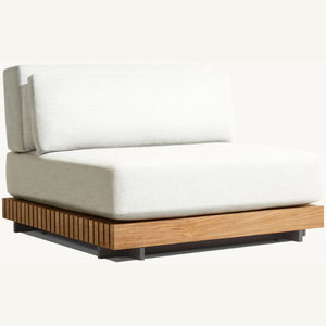 Fauteuil confortable en teck au design moderne, idéal pour l'intérieur ou l'extérieur, équipé d'un rembourrage en mousse souple. - Product Image 3