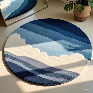 Tapis en laine tufté à la main 3D à motifs topographiques, à poils sculptés multi-niveaux, pour villa d'architecte - Product Image 3