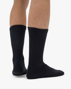 Men's Solid Black Knitted Crew <b>Socks</b> - Product Image 3