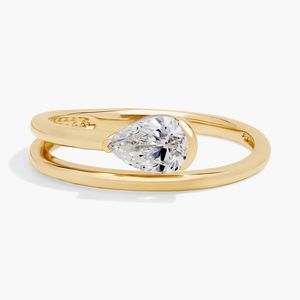 14K Yellow Gold Pear Cut Lab Grown Diamond <b>Open</b> <b>Ring</b> - Product Image 1