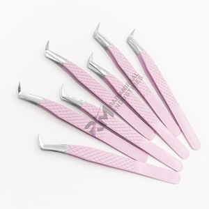 Pinzas para Pestañas RMI Color Rosa Bebé, Acero Inoxidable, Punta de 90 Grados, Punta de Precisión Suave, 10 mm de Longitud, Antimagnéticas - Product Image 1