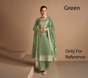 Green Embroidered Silk Salwar Kameez Set For Women Traditional Wedding Wear India Pakistan Style <b>Ankle</b>-Length Regular Fit - Product Image 1