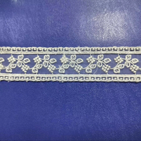 Dentelle transparente de qualité supérieure en nylon/organza blanc, bordure brodée motif floral en forme de vigne, bordure échelle (narrow)