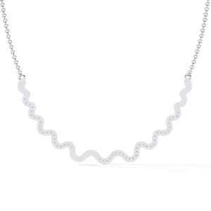 Wavy Curve Bar <b>Necklace</b> Featuring a Modern PT950 Platinum Zigzag Squiggle Pattern Set with Shimmering Lab Grown Diamonds - Product Image 4